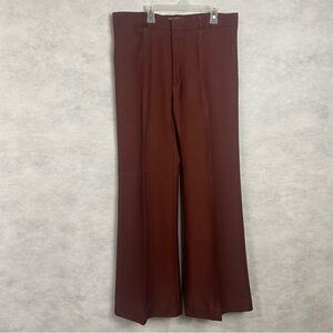 Vintage 70s Angels Flight Flare Disco Pants Men’s 34x32 Brown Pintuck Seams
